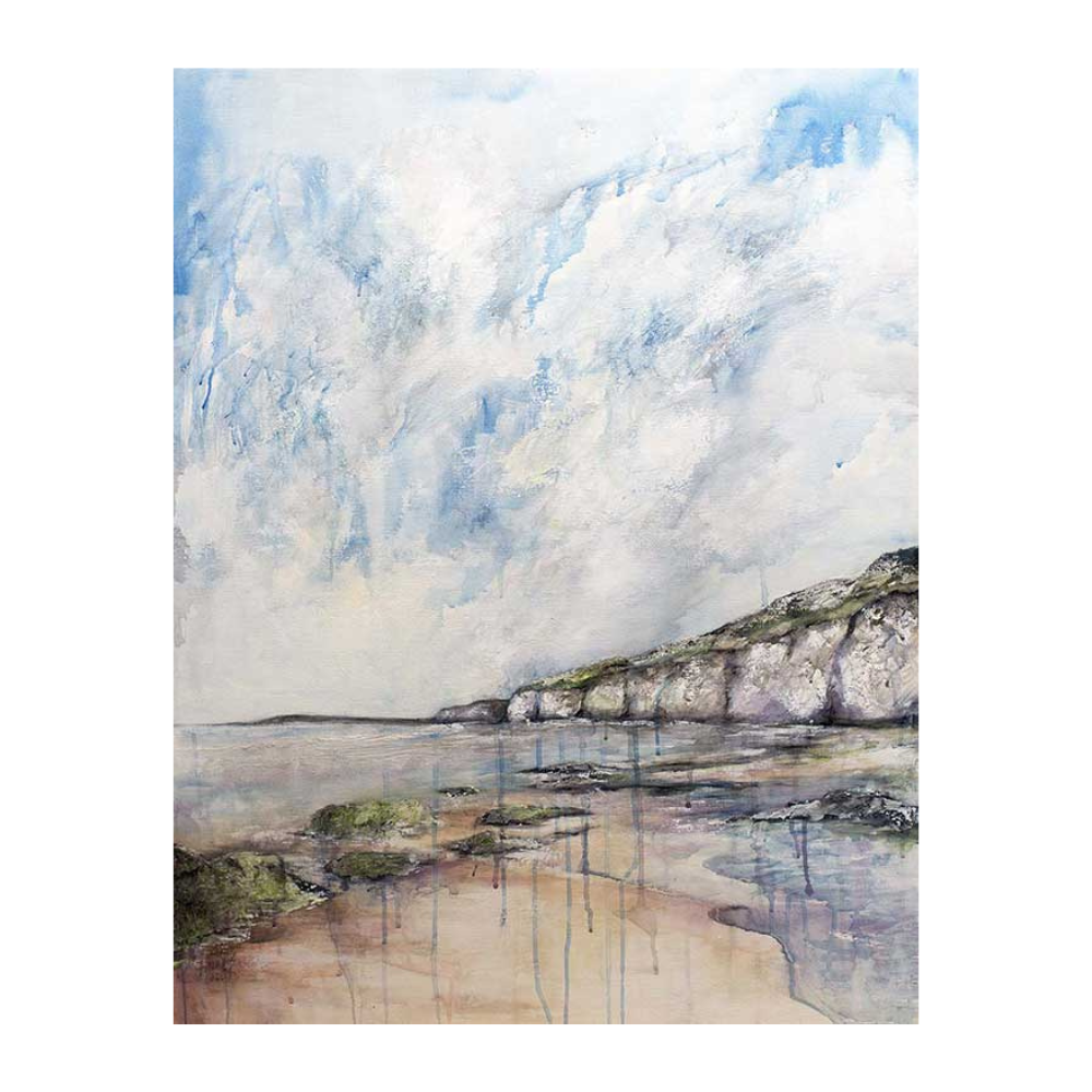 Purple Whiterocks Portrush Tea Towel by Frankie Creith (Image)
