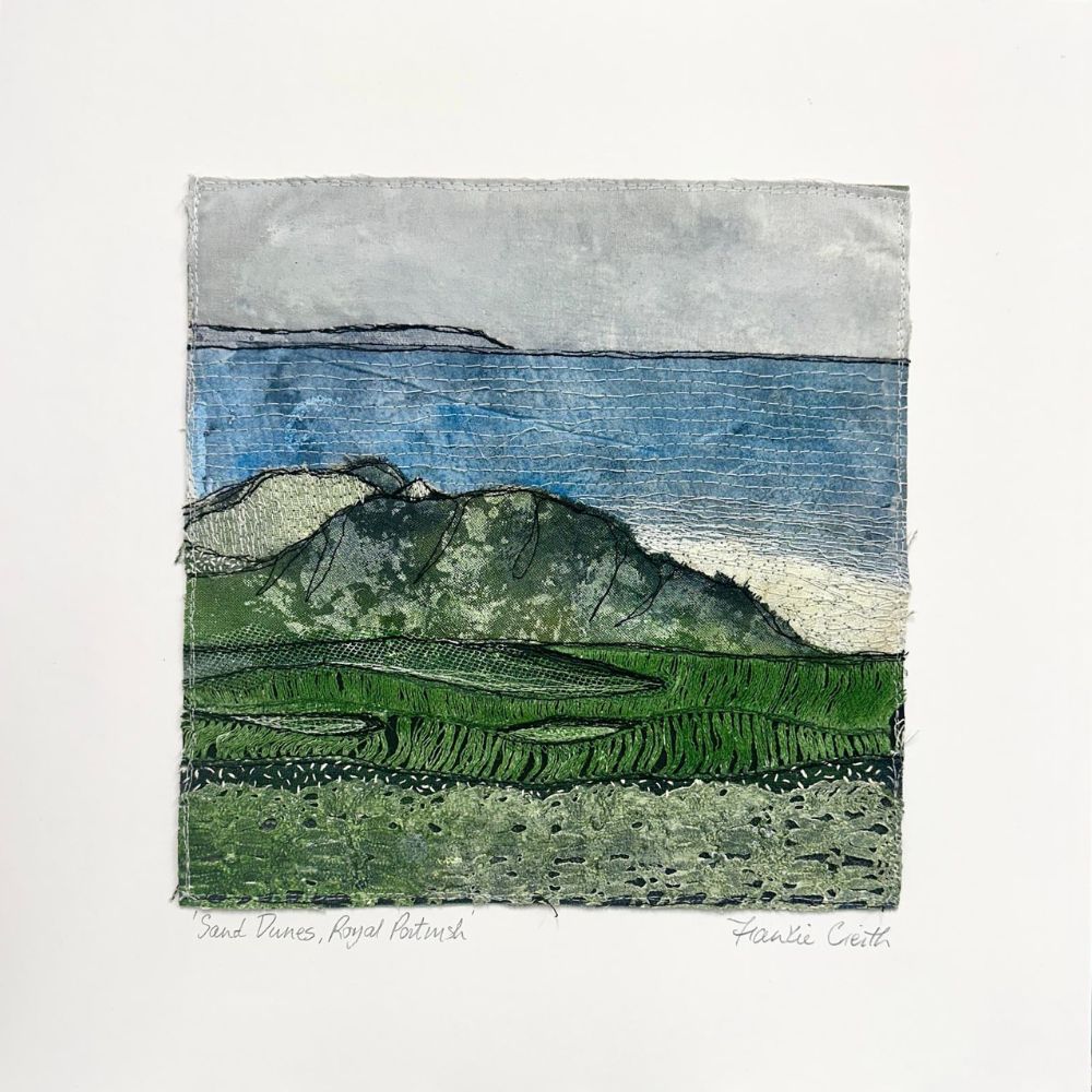 Sand Dunes Royal Portrush Textile Artwork by Frankie Creith