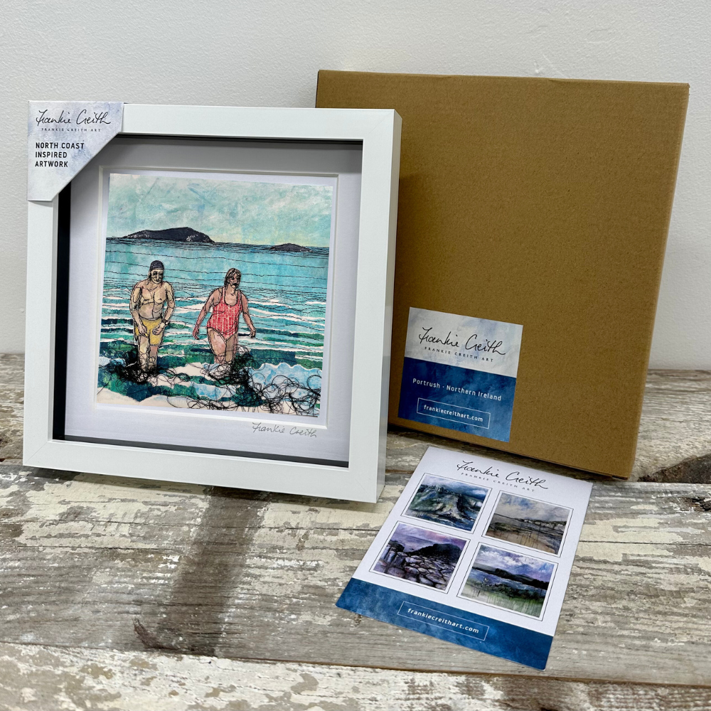 Sea Swimmers Two box framed print by North Coast artist Frankie Creith. (with box)