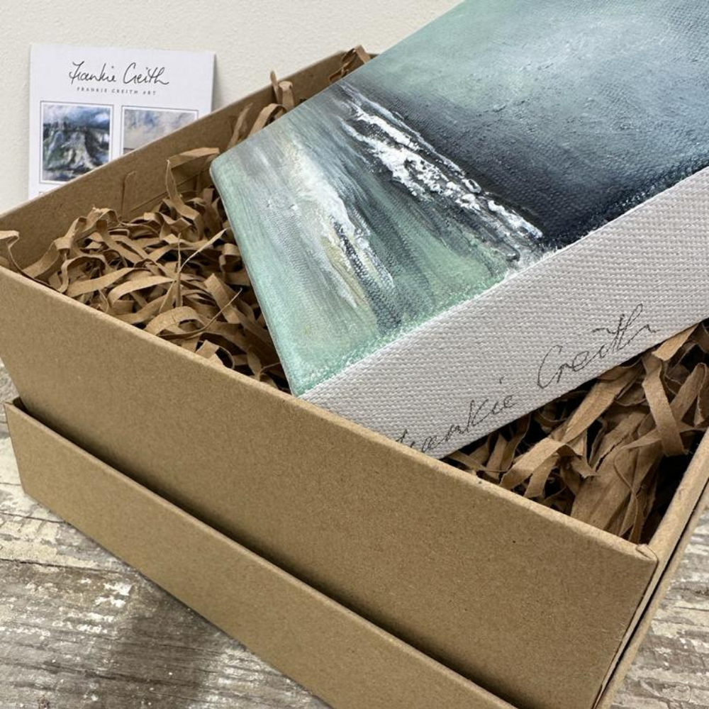 Seascape 5 mini original painting by frankie creith signature detail