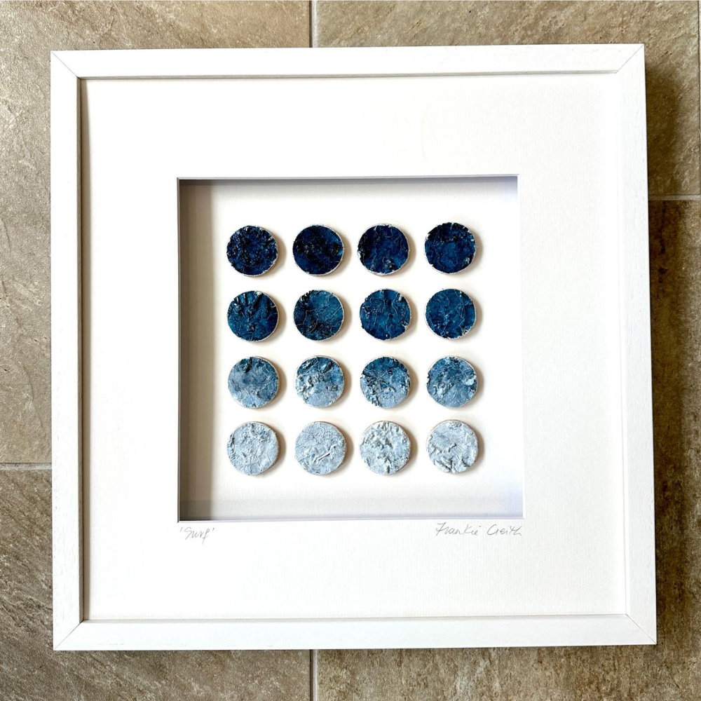 Surf Coastal Patterns Original Mixed Media Artwork by Frankie Creith North Coast Portrush (Framed)
