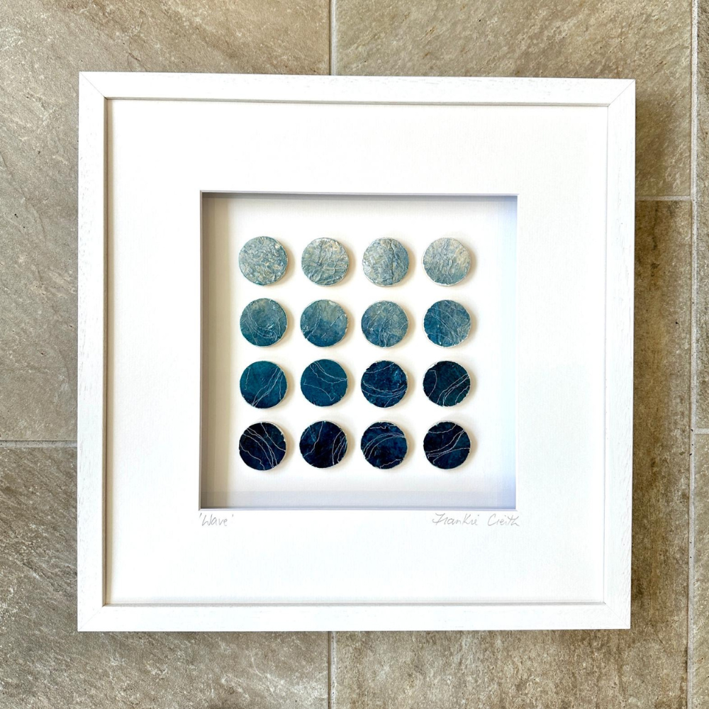Wave Coastal Patterns Original Mixed Media Artwork by Frankie Creith North Coast Portrush (Framed)