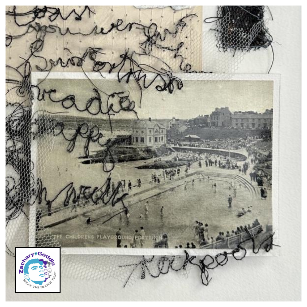 Zachary Geddis Postcards Portrush Paddling Pool Two Mixed Media Artwork by Frankie Creith (Postcard Detail)