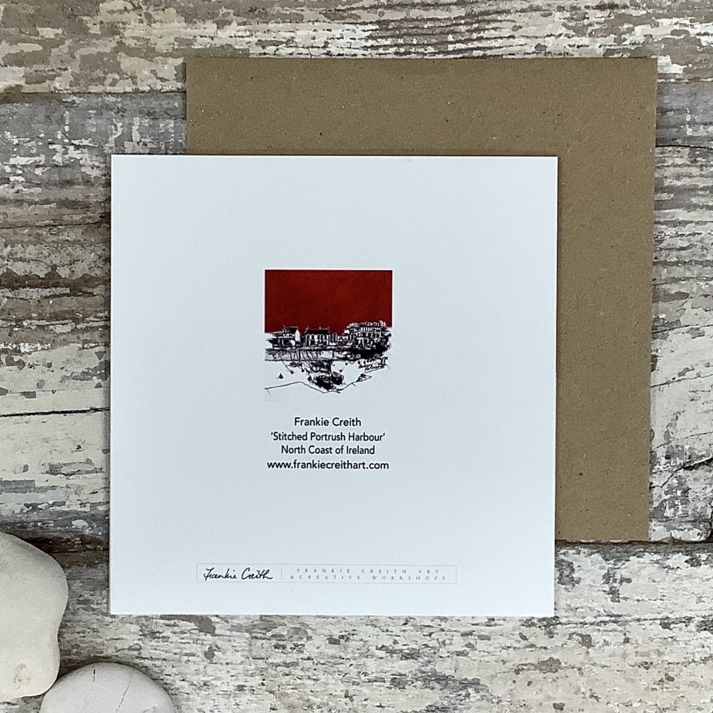 Stitched Portrush Harbour greeting card