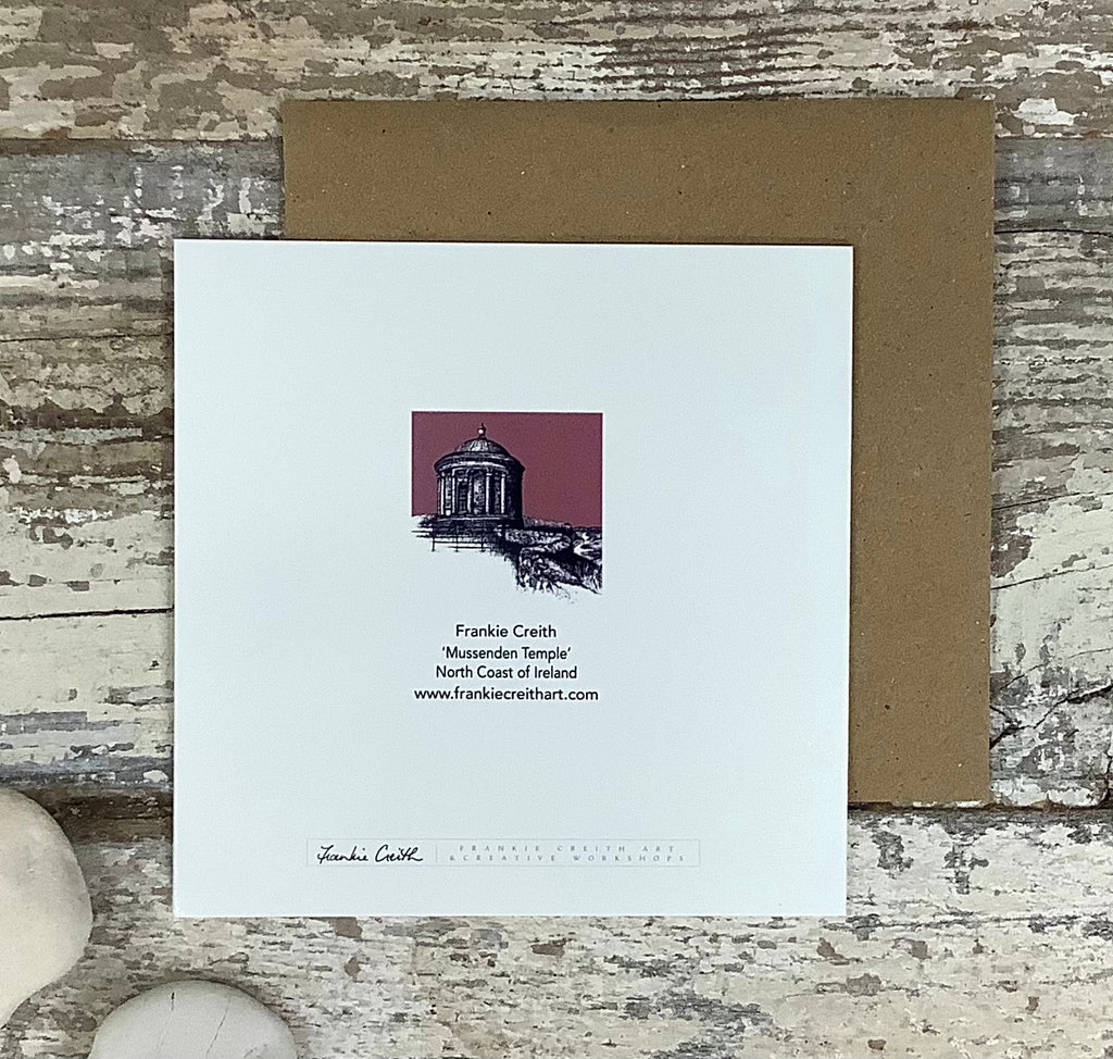 Mussenden Temple Pen and Ink Greeting Card back view