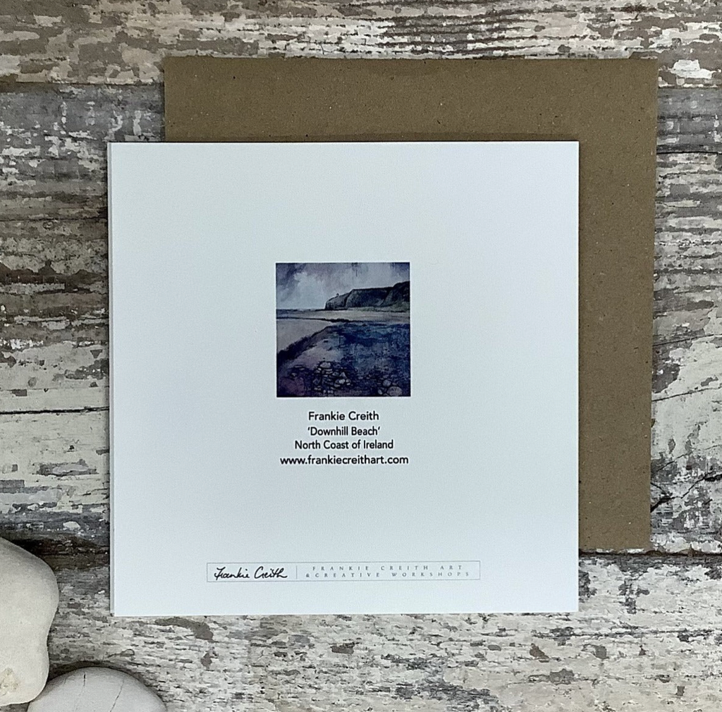 Downhill Beach greeting card rear view