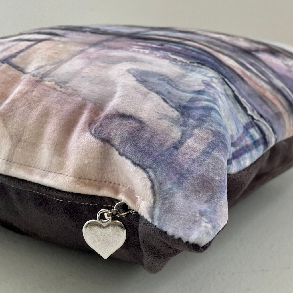 Purple Whiterocks Cushion (close up) by Frankie Creith