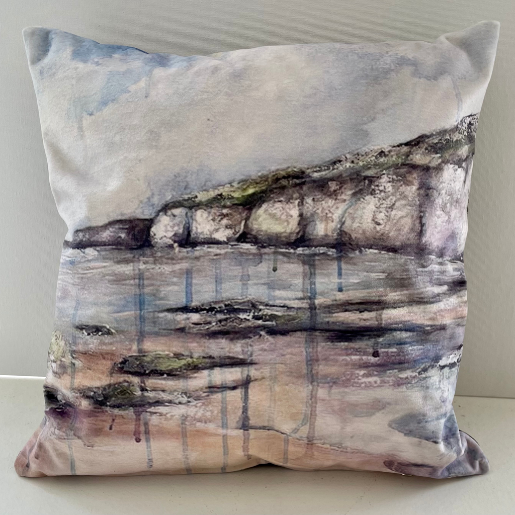 Purple Whiterocks Cushion by Frankie Creith