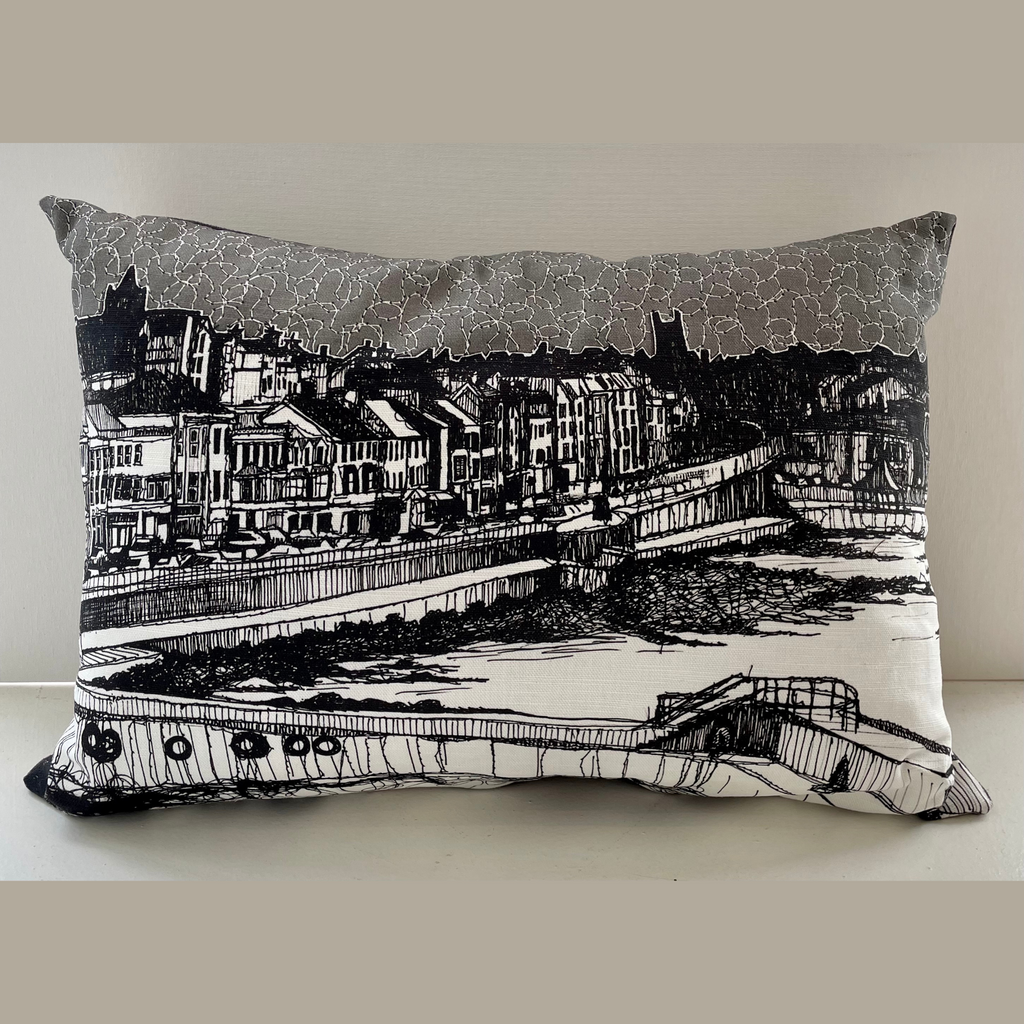Stitched Portstewart Prom Cushion by Frankie Creith