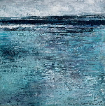 ATLANTIC is an original cold wax and oil paint artwork