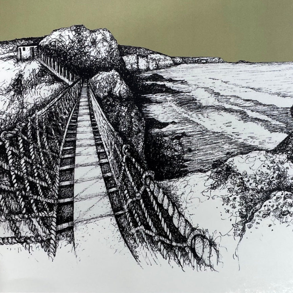 Carrick-a-Rede Rope Bridge Greeting Card by Frankie Creith