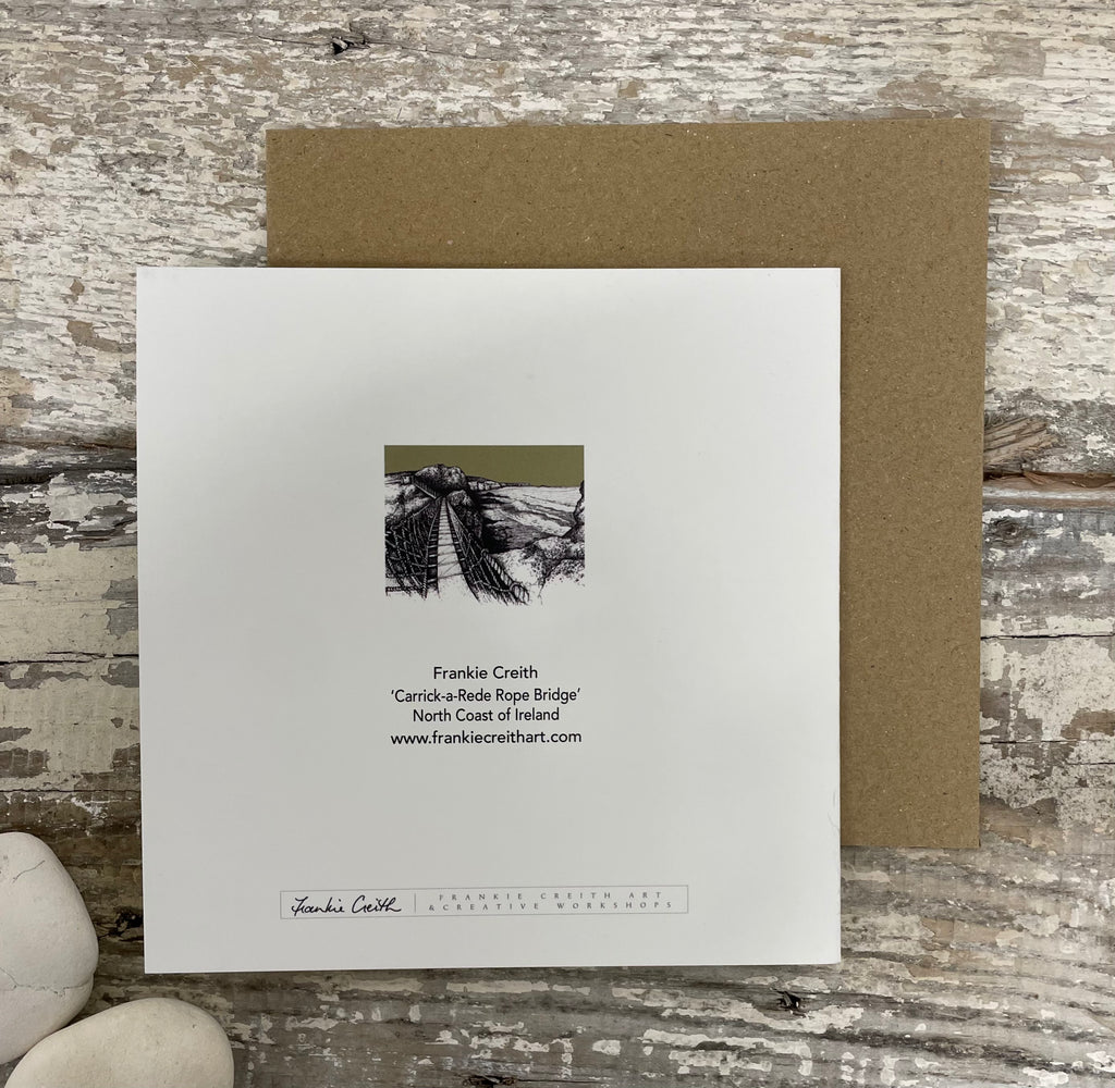 Carrick-a-Rede Rope Bridge Greeting Card by Frankie Creith