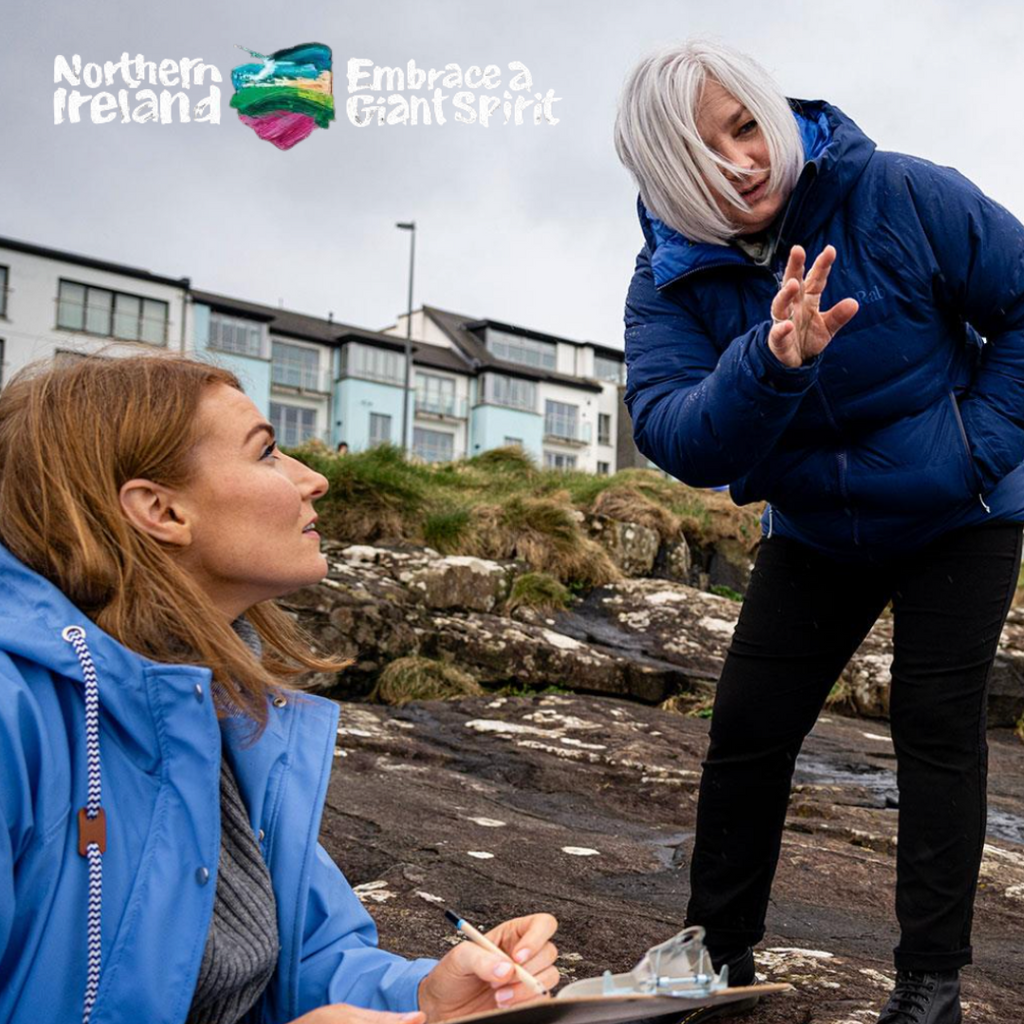 Making Your Mark on the Causeway Coast workshop - Frankie teaching outdoors