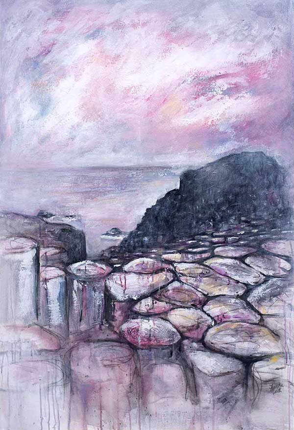 Pink Causeway giclee print of the Giant's Causeway by Frankie Creith