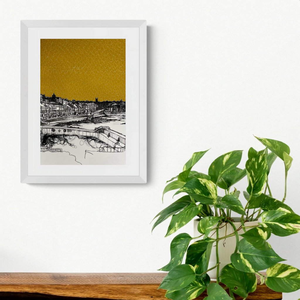 Portstewart Prom giclée print perspective large portrait framed