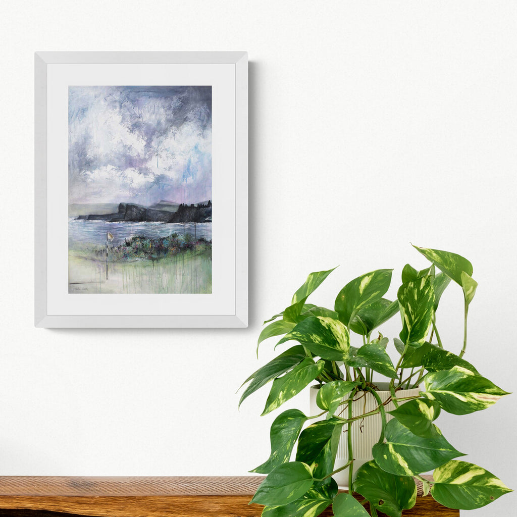 Dunluce Golf Portrush print by Frankie Creith hanging on a wall
