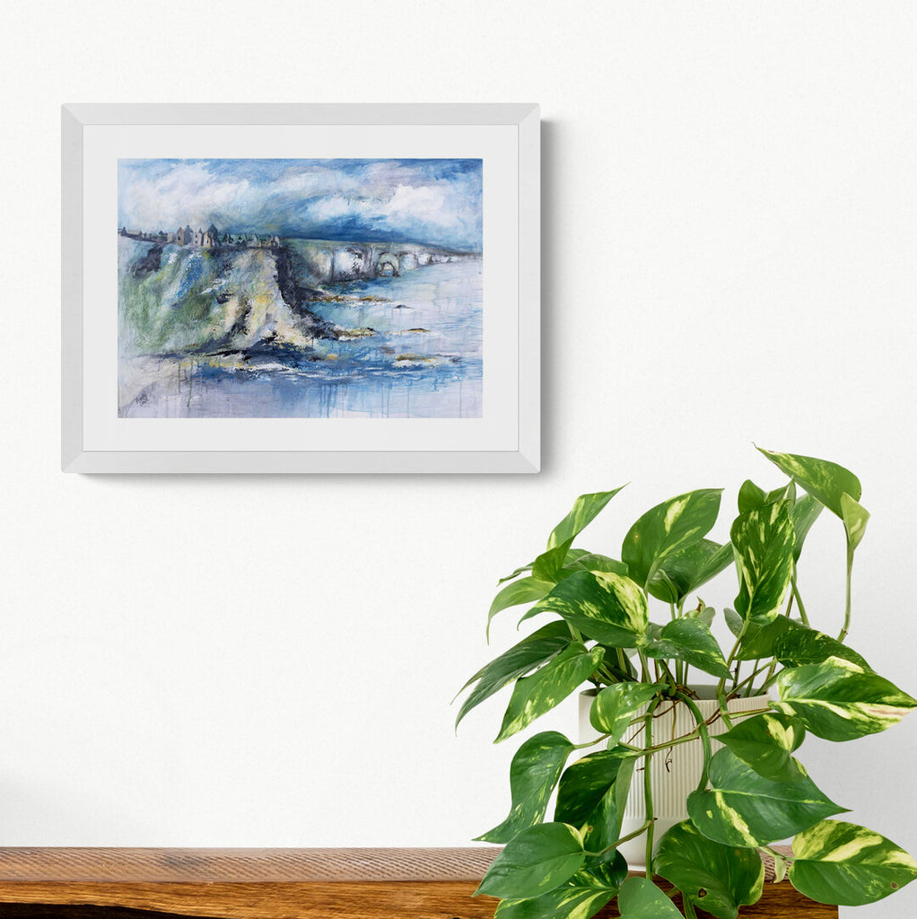 Dunluce print by Frankie Creith hanging on a wall