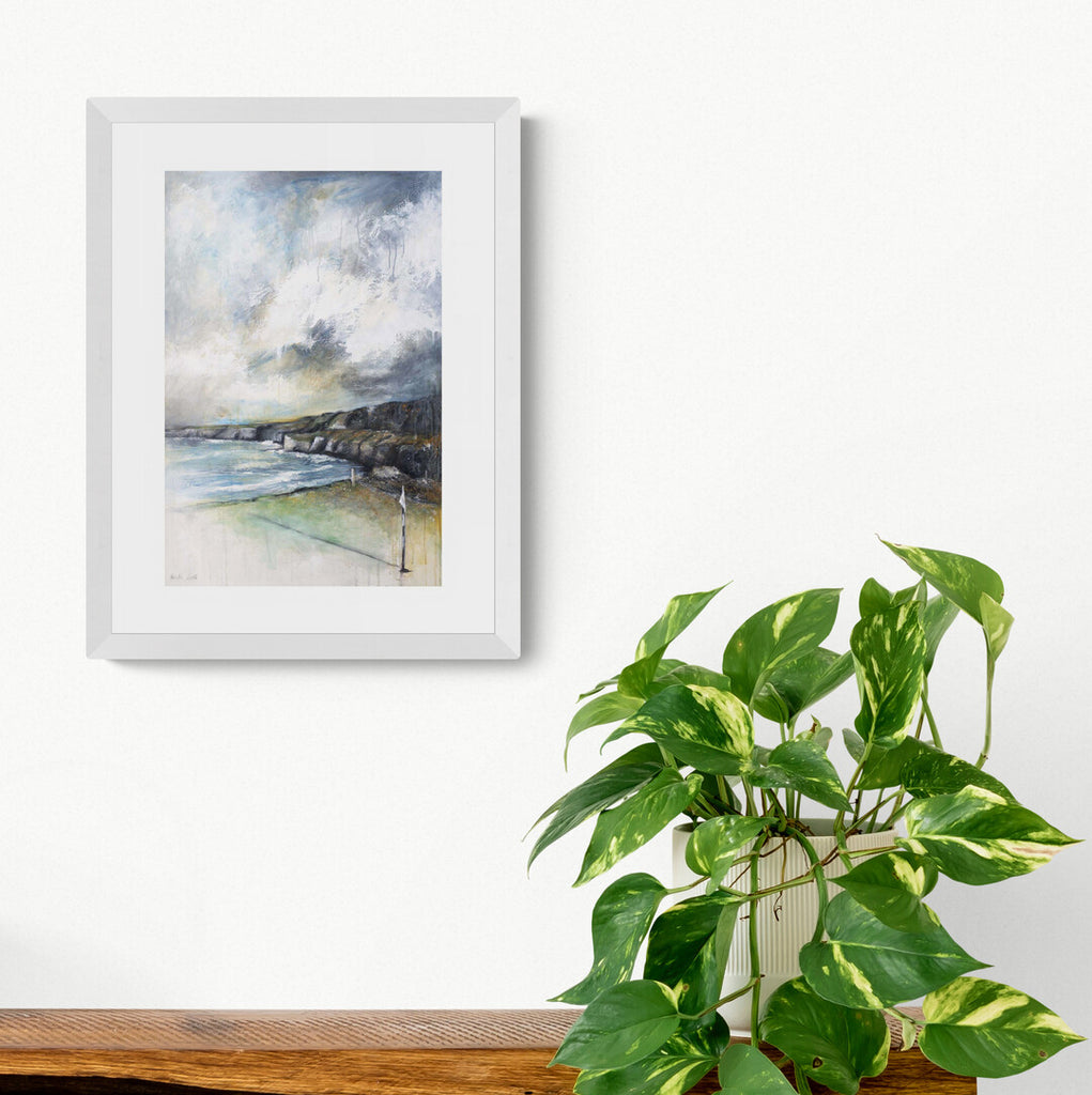 The Fifth print of Royal Portrush by Frankie Creith hanging on a wall