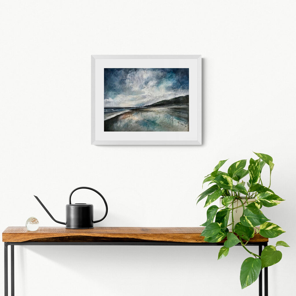 'Curran Point' giclee print hung on a wall by Frankie Creith, Portrush