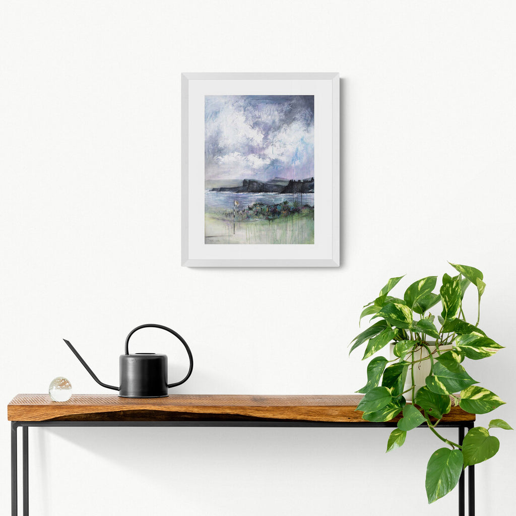 Dunluce Golf Portrush print by Frankie Creith hanging on a wall