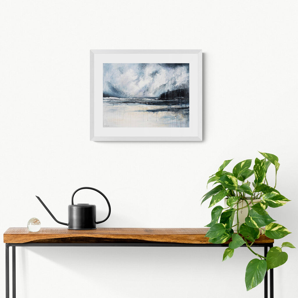 'Mussenden' giclee print of original painting by artist Frankie Creith hanging on a wall