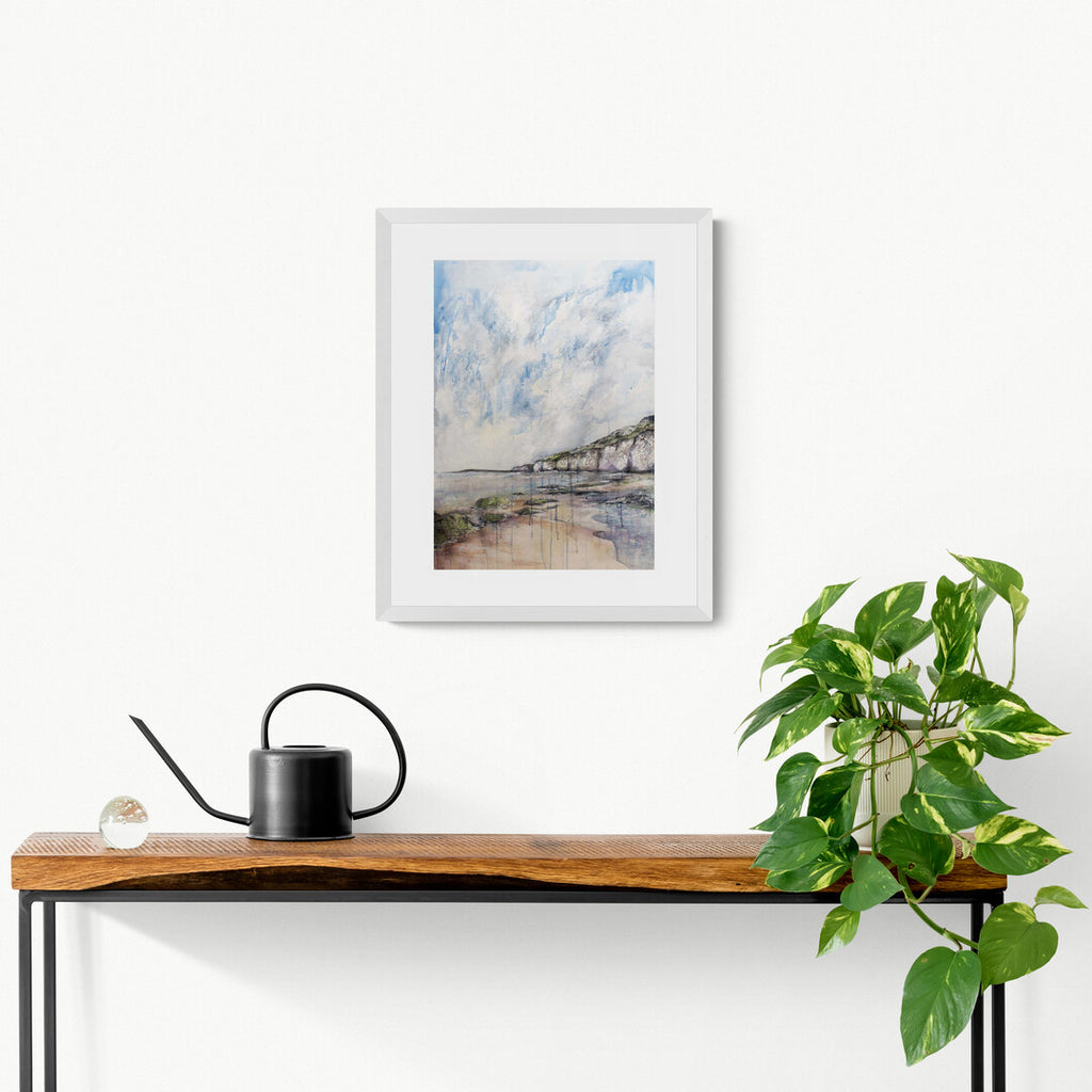 Purple Whiterocks print by Frankie Creith hanging on a wall.