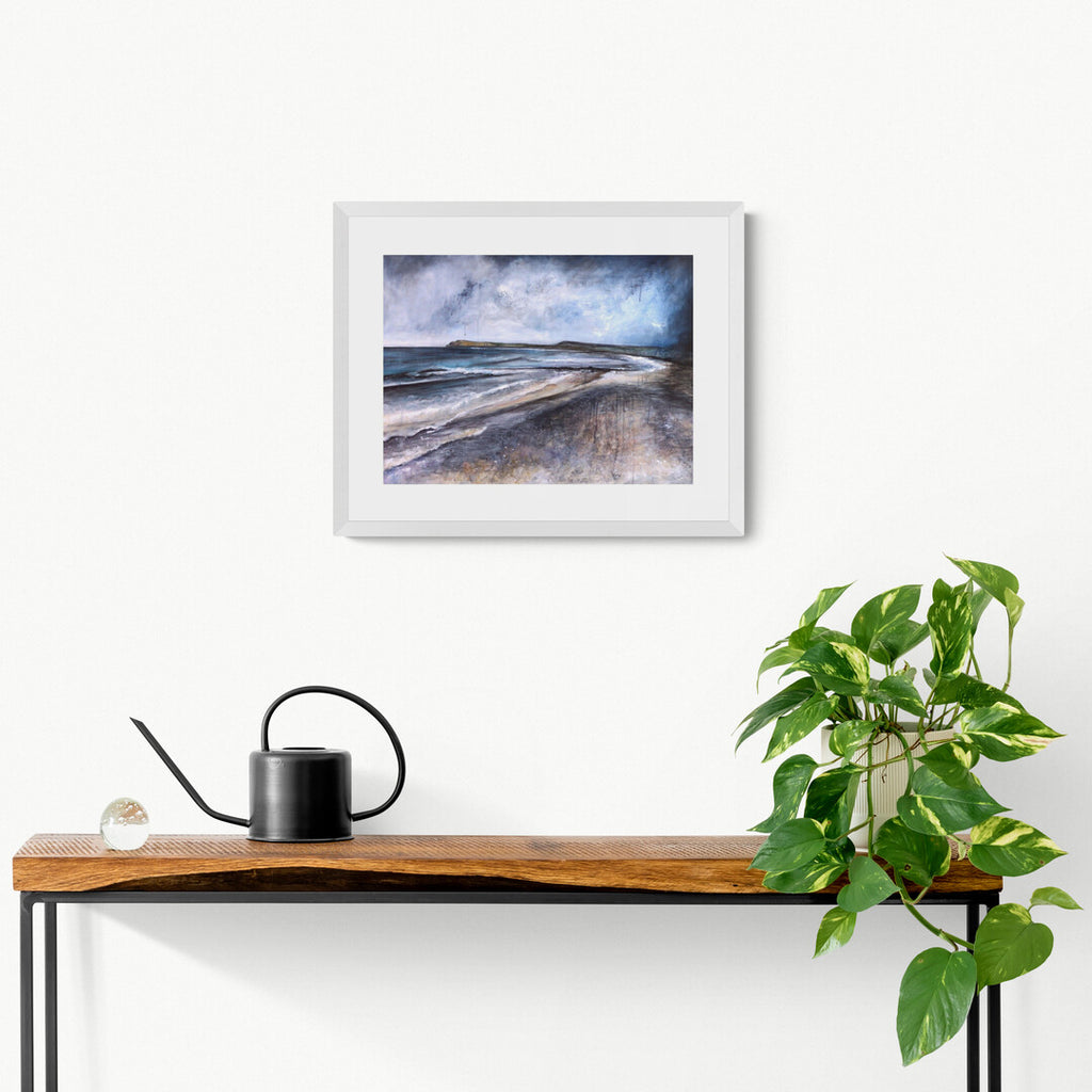 Runkerry Strand Print by Frankie Creith hanging on a wall