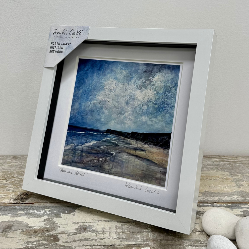 Benone Beach Box Framed Print side view