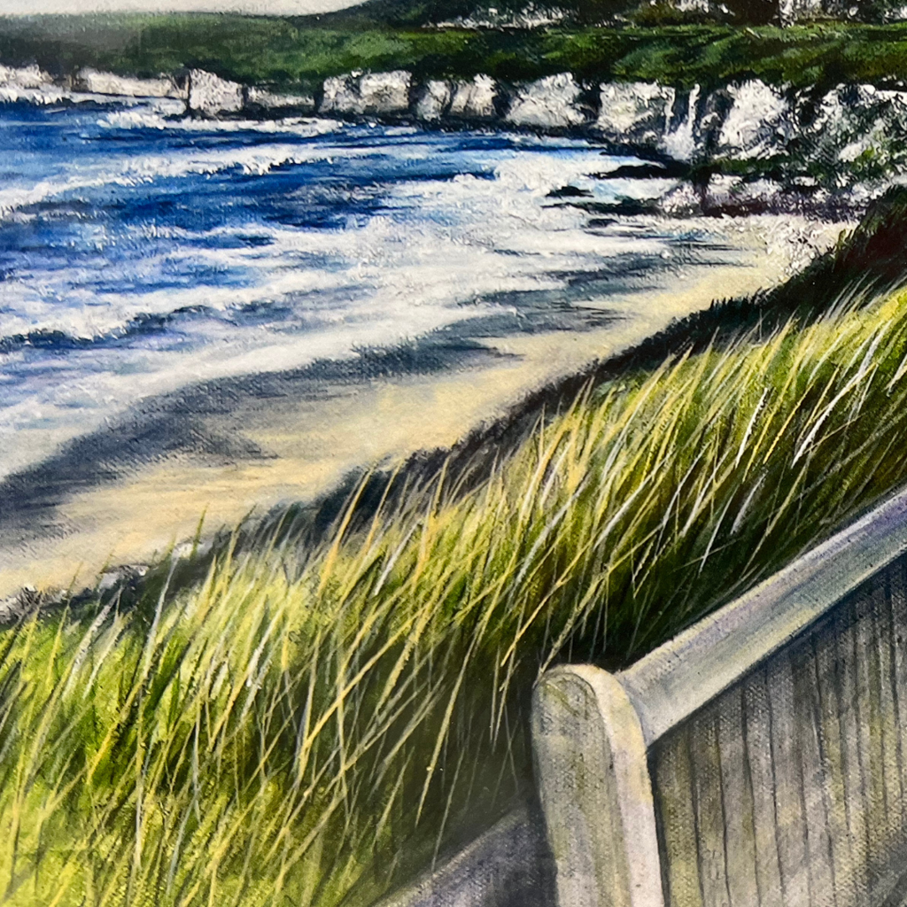 Bleacher at Royal Portrush Golf Club close up of the Whiterocks