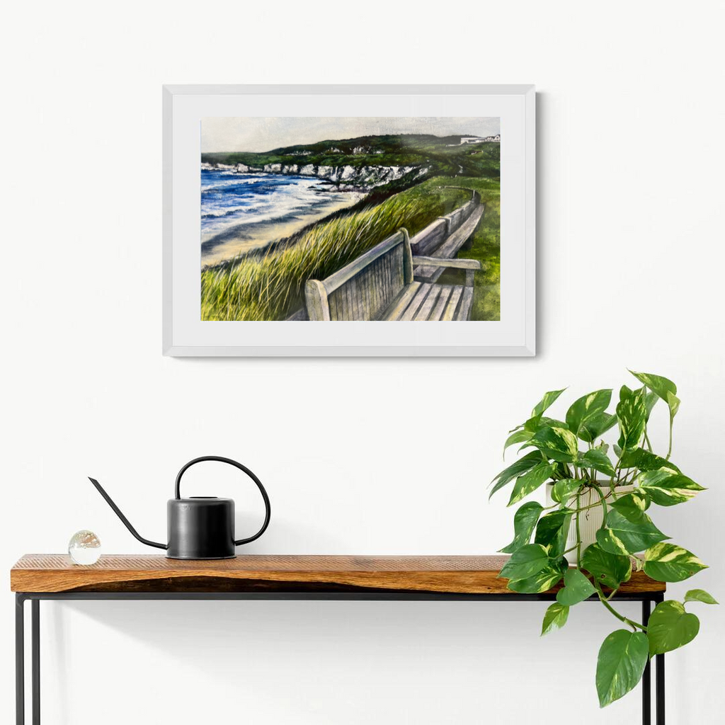 Bleacher giclée print by Frankie Creith hanging on a wall