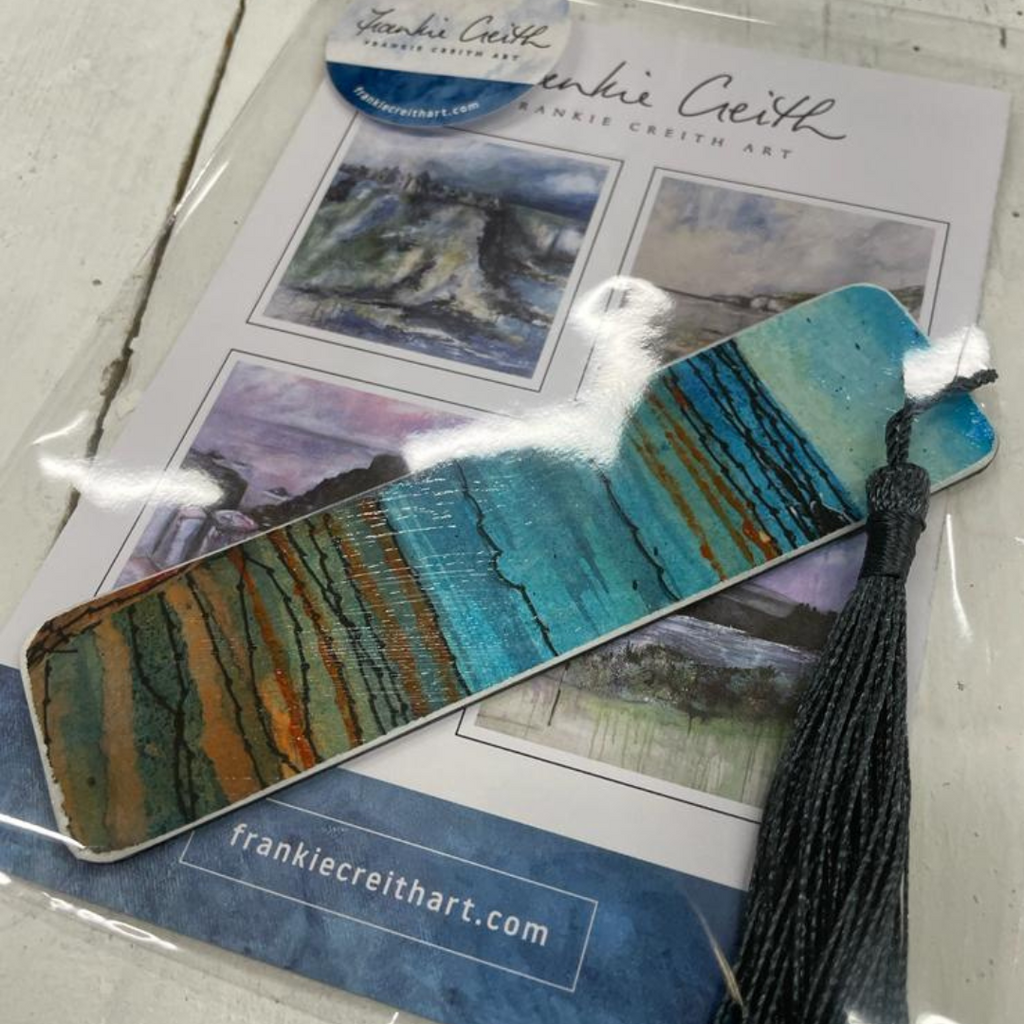 Mini Artwork Bookmarks with mixed media stitching by Frankie Creith
