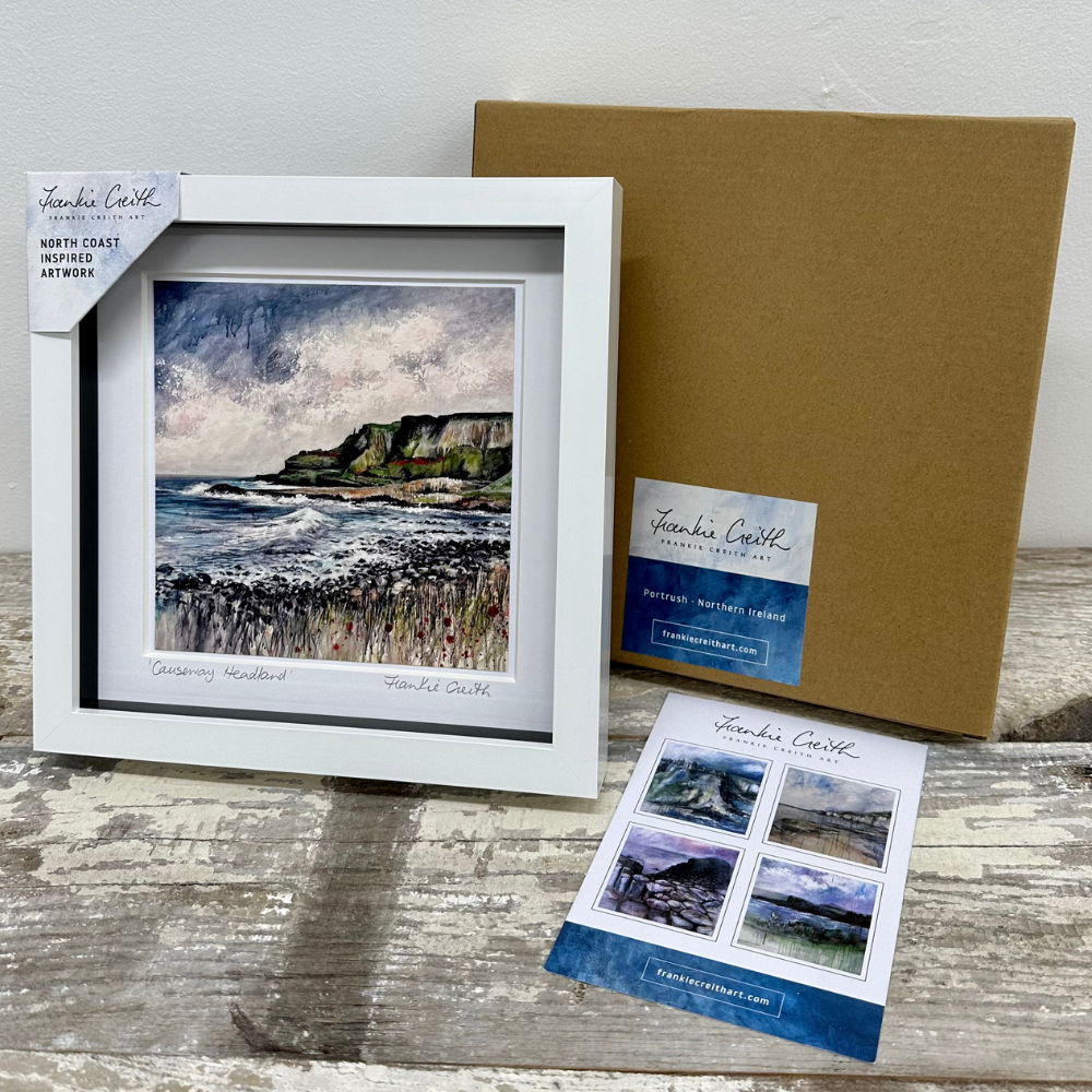 Causeway Headland Box Framed Print artist card and kraft box