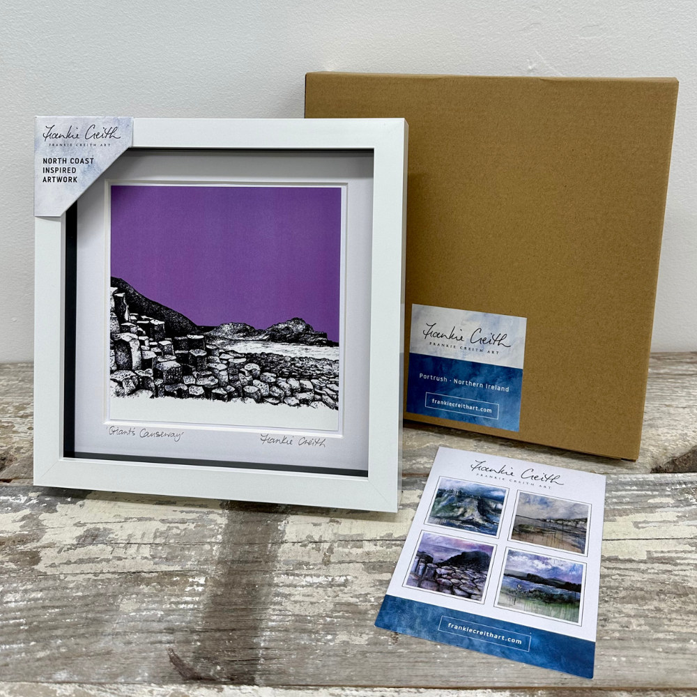 Giant's Causeway Box Framed Print artists card and kraft box