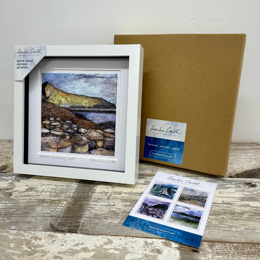 Giant's Causeway West Box Framed Print artist card and kraft box