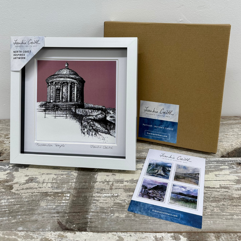 Mussenden Temple Box Framed Print artists card and kraft box