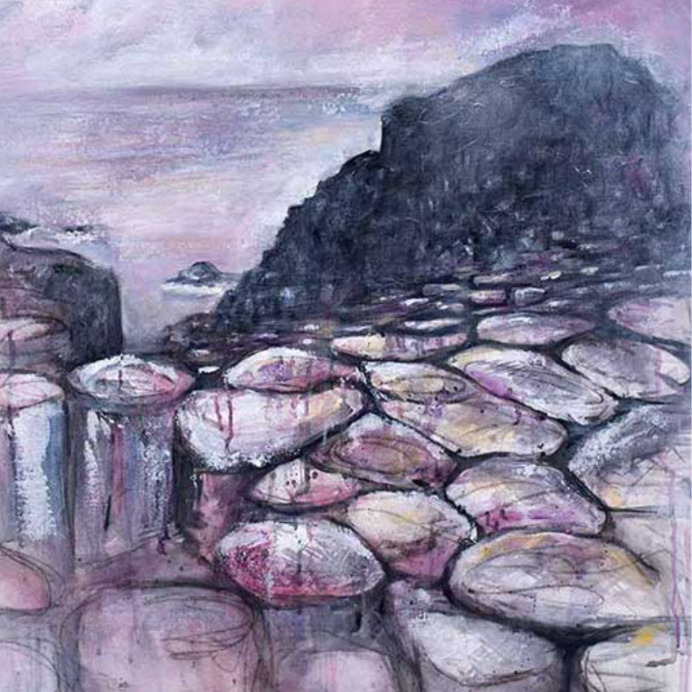 Pink Causeway Original Artwork by Frankie Creith detail view