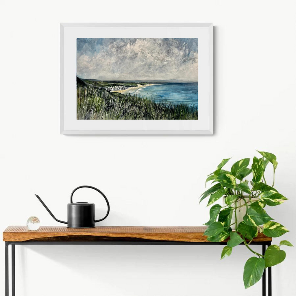 Portrush giclee print hanging on a wall