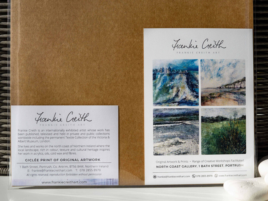 Frankie Creith artist's postcard and info accompanying giclee print.