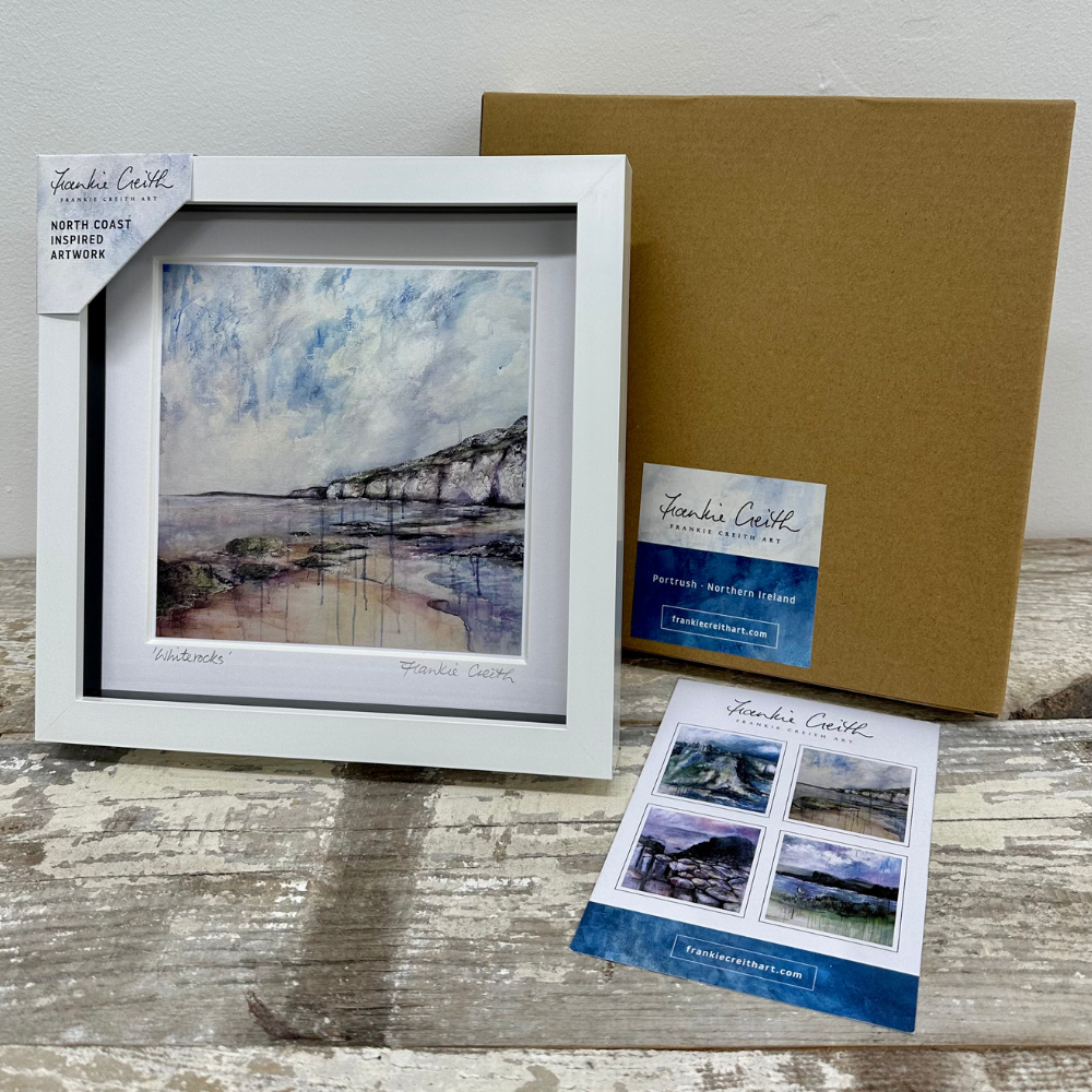 Purple Whiterocks Box Framed Print artist card and kraft box