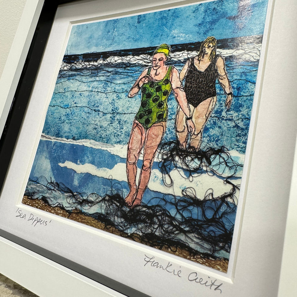 Sea Swimmers One Box Framed Print detailed side view