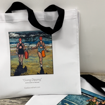 Sea Swimmers Three Going Dipping Tote Bag by Frankie Creith