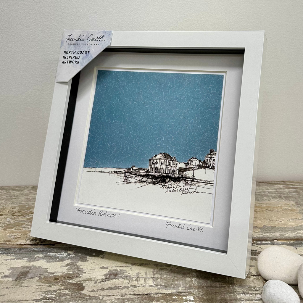 Stitched Portrush Arcadia Box Framed Print side view