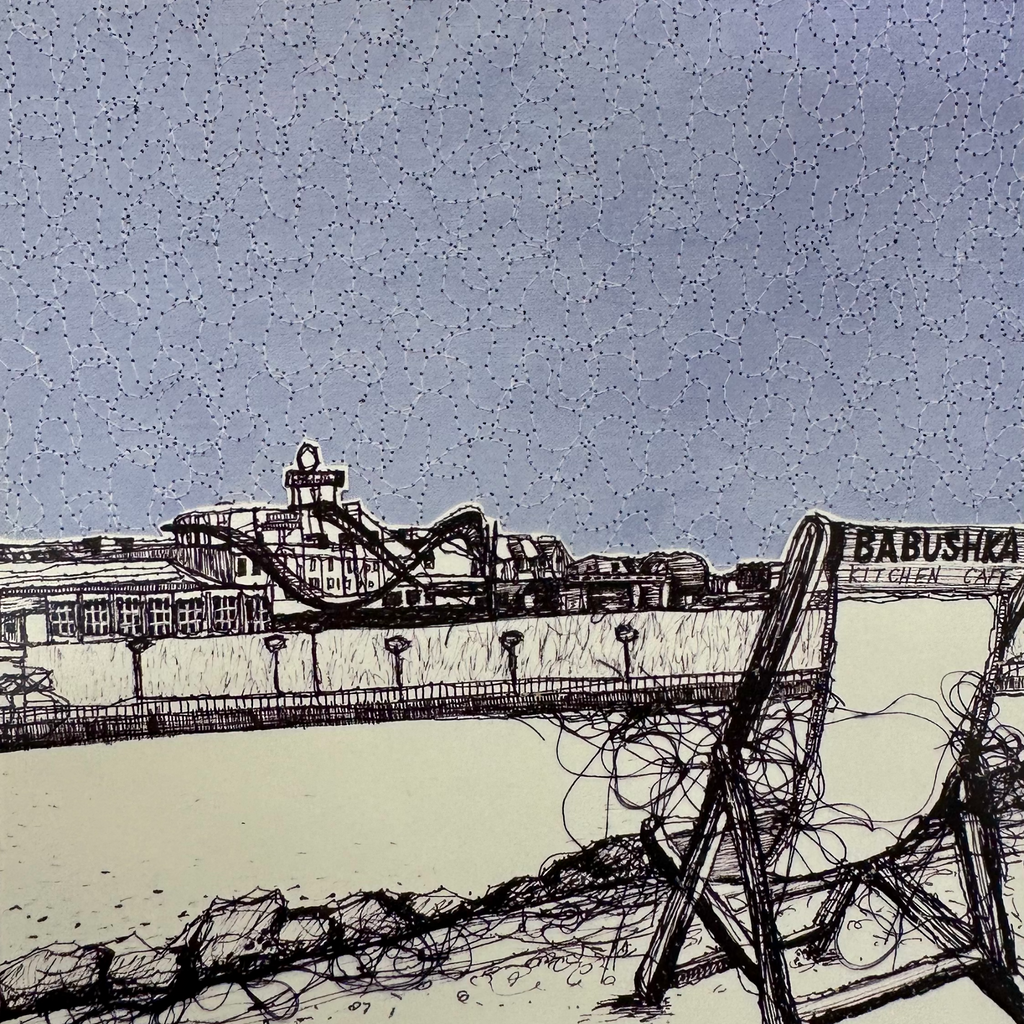 Stitched Portrush Barry's Box Framed Print detailed view