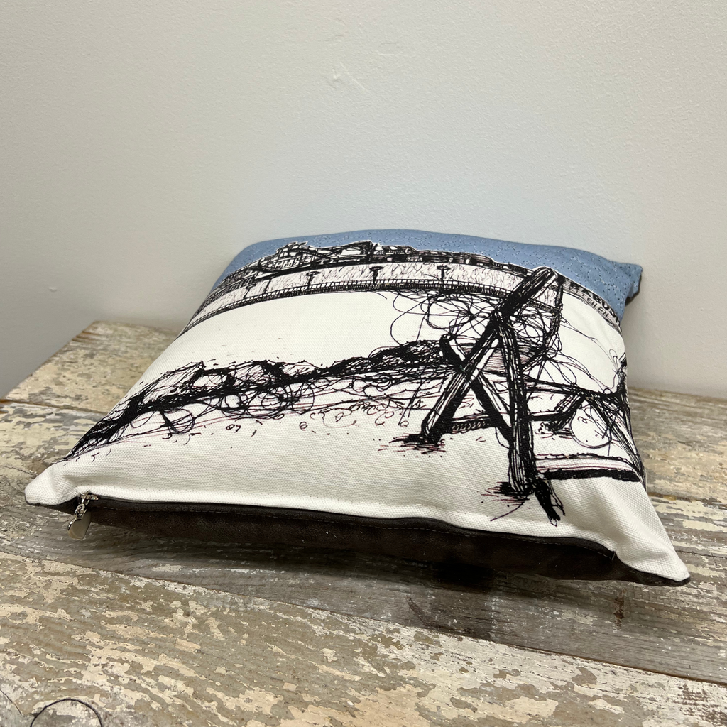 Stitched Portrush Barrys cushion side view