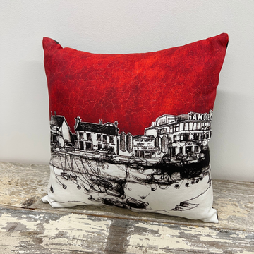 Stitched Portrush Harbour Cushion