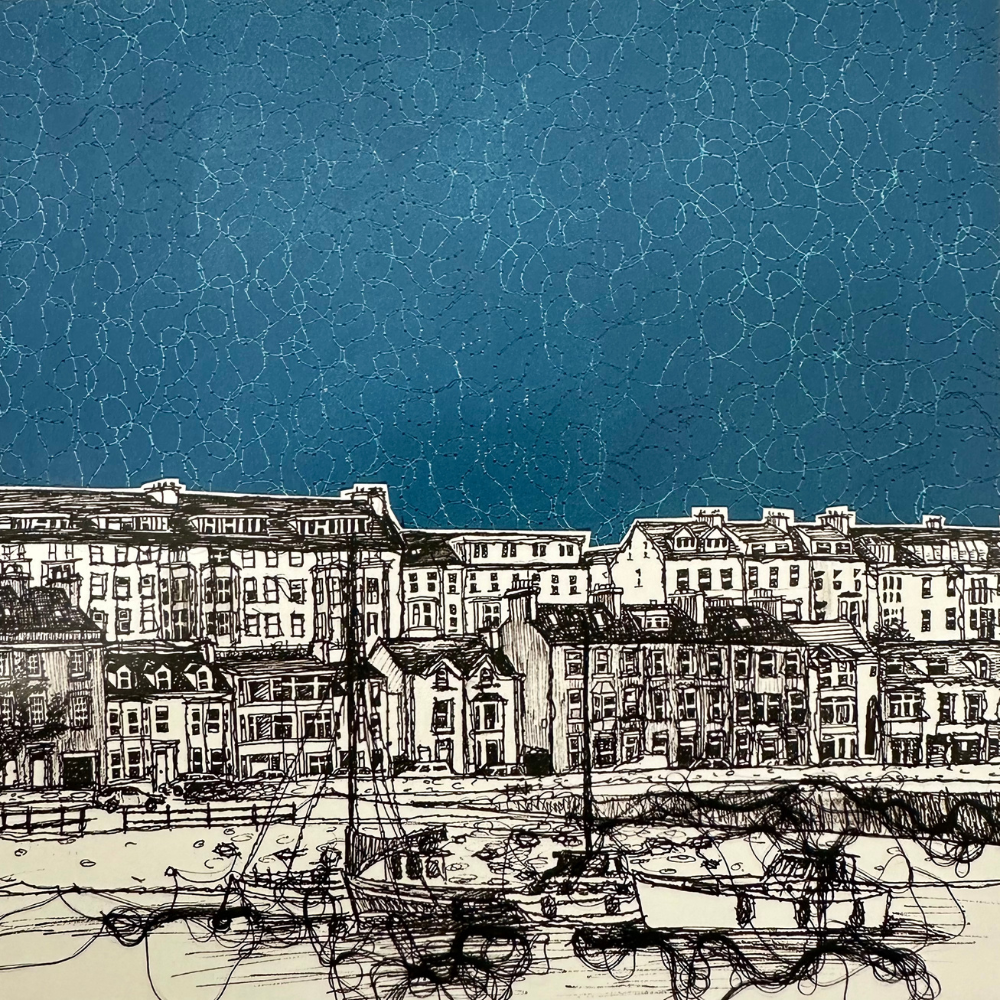 Stitched Portrush Kerr Street Box Framed Print detailed view