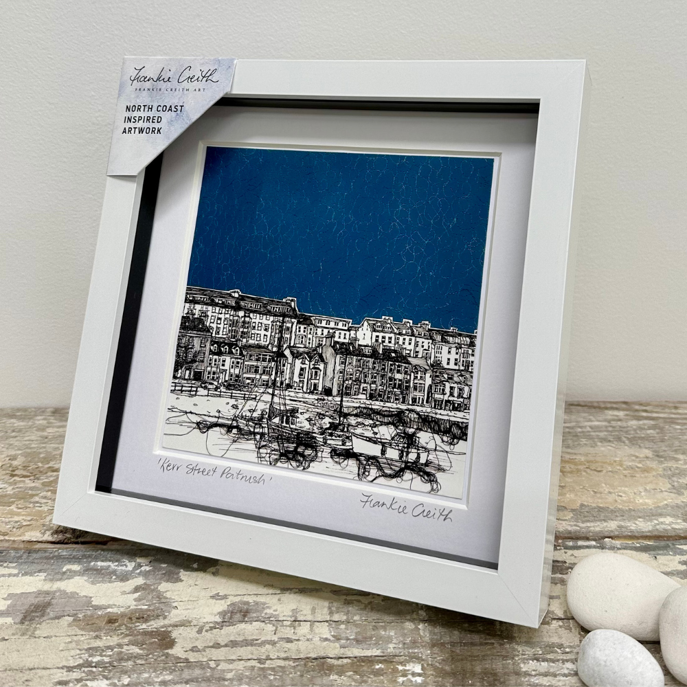 Stitched Portrush Kerr Street Box Framed Print side view
