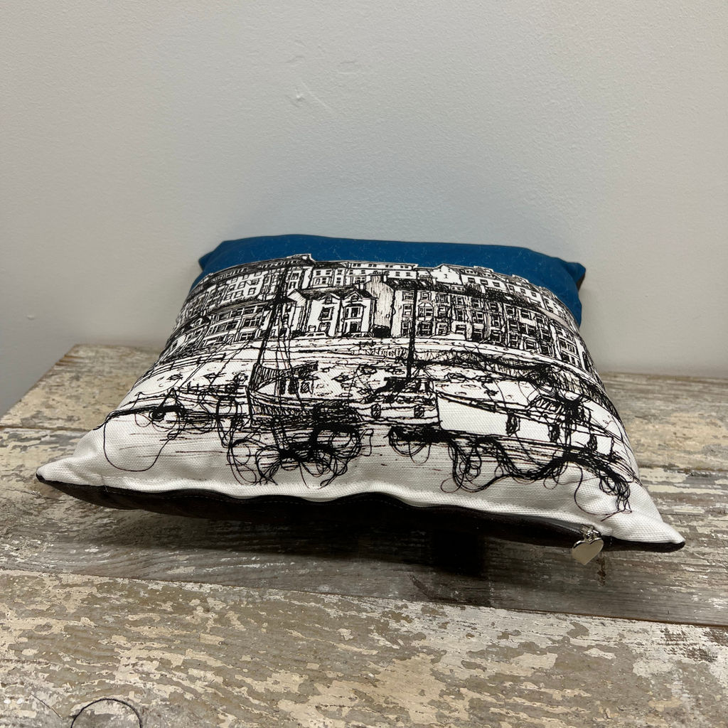 Stitched Portrush Kerr Street cushion side view