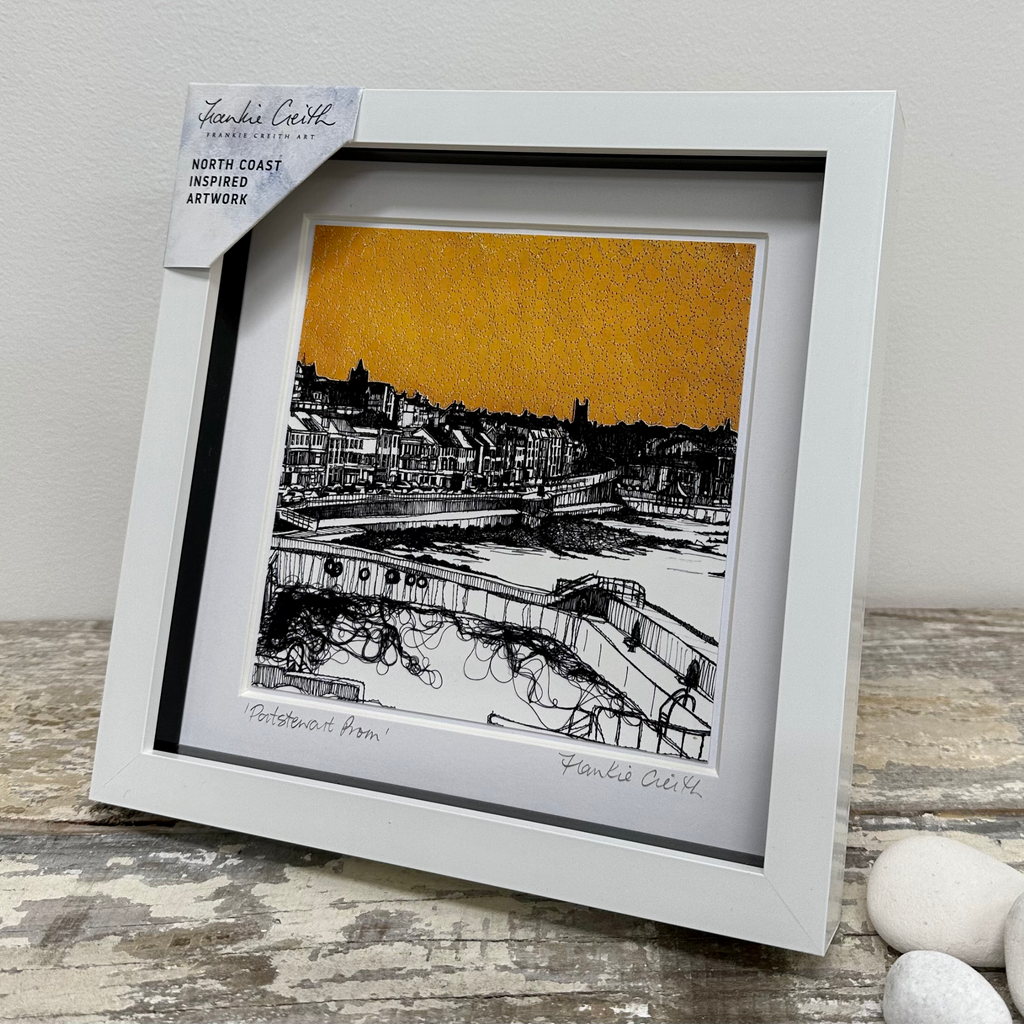 Stitched Portstewart Prom Box Framed Print side view