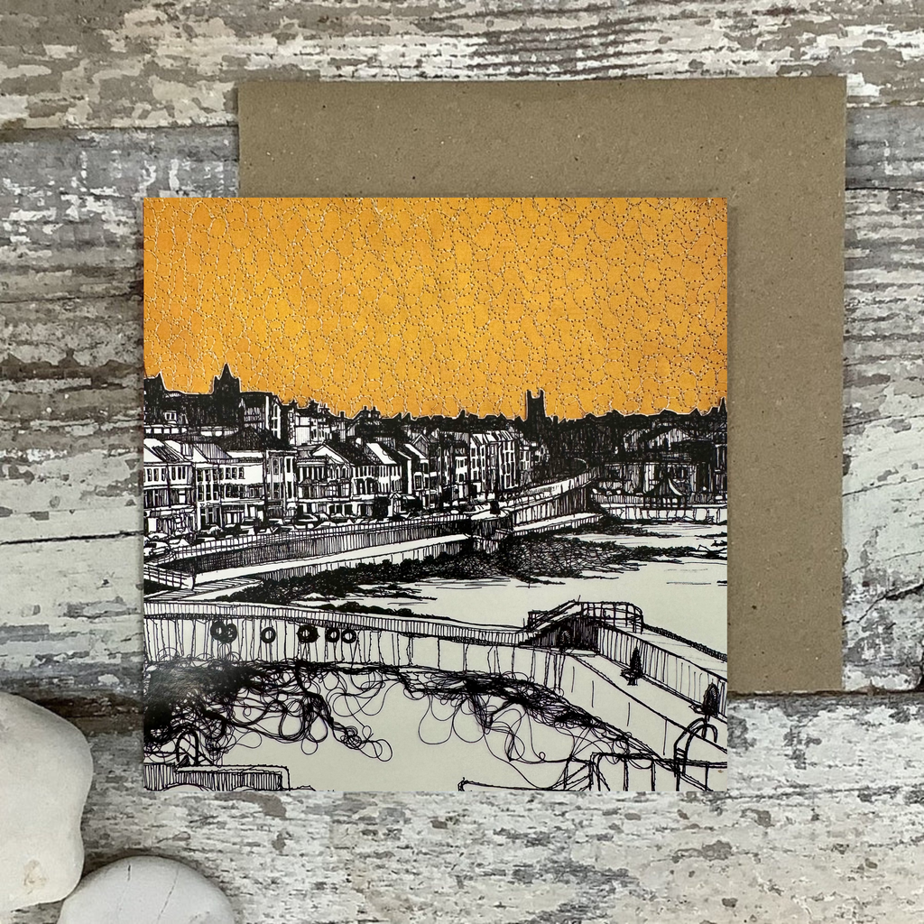 Stitched Portstewart Prom Greeting Card with Envelope by Frankie Creith